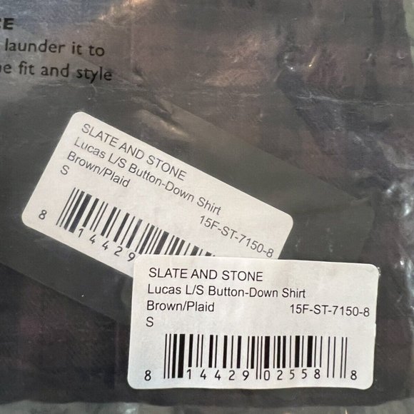 NWT MEN'S SLATE AND STONE LONG SLEEVE BUTTON DOWN LUCAS SHIRT S BROWN PLAID - Picture 8 of 9